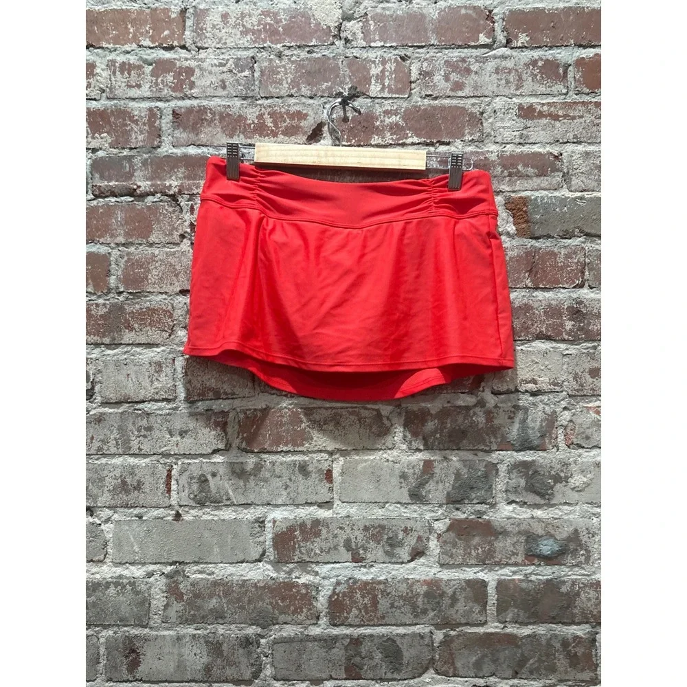 NWT Athleta Shirred Band Swim Skirt Red Size Medium